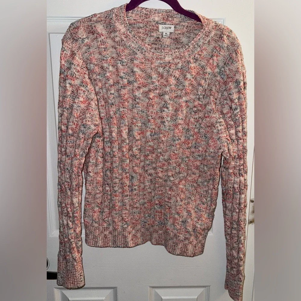 J. Crew Pink Cable Knit Turtleneck Sweater size large